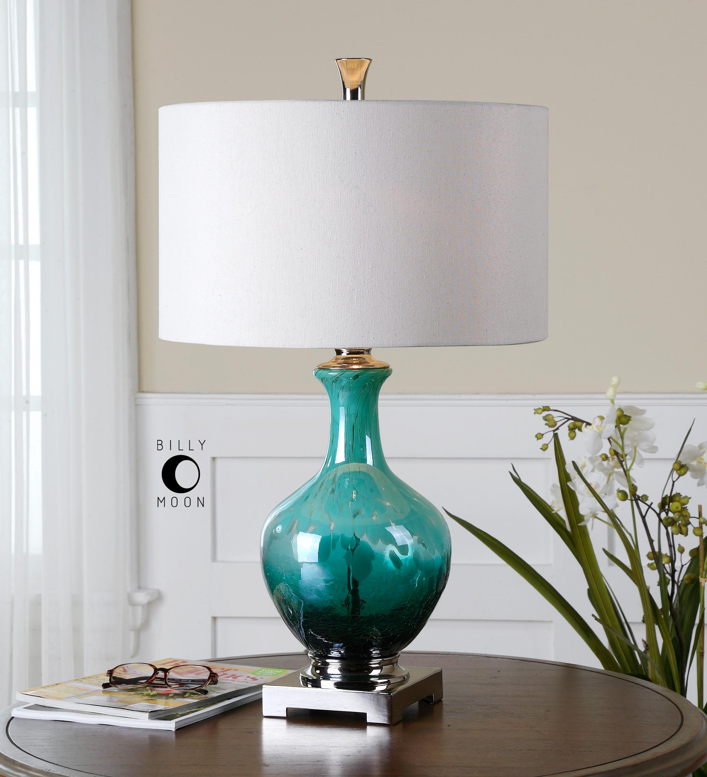 Uttermost Table Lamps 26770 1 Yvonne Green Blue Glass Table Lamp